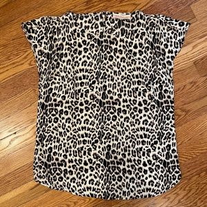 NWT Philosophy Republic Clothing Leopard Print Blouse - Flutter Sleeves - Sz XS